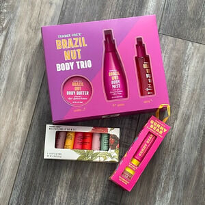 Trader Joe’s Beauty Lot Brazil Nut Body Oil, Mist, Butter, lip balm, Gummy Bear
